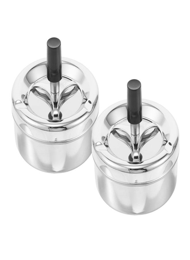 MUCKLILY 2pcs Metal Ashtray with Push-down Spinning Lid Windproof Smokeless Round Design for Home Office Patio Wear-resistant Construction Precision Rotation Mechanism Decorative Indoor - Image 1